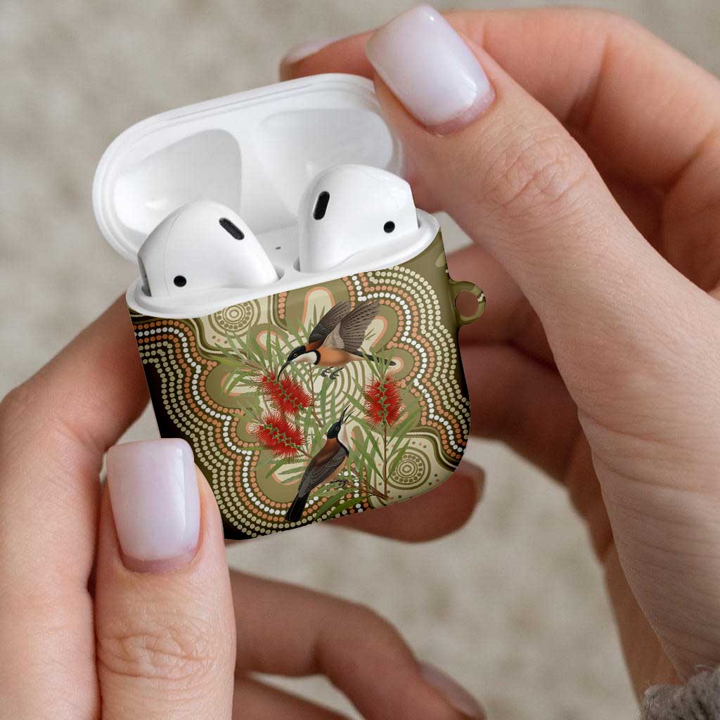 Australia Eastern Spinebill AirPods Case Aussie Honeyeater Bottlebrush Indigenous Art - Aussie Hoodie
