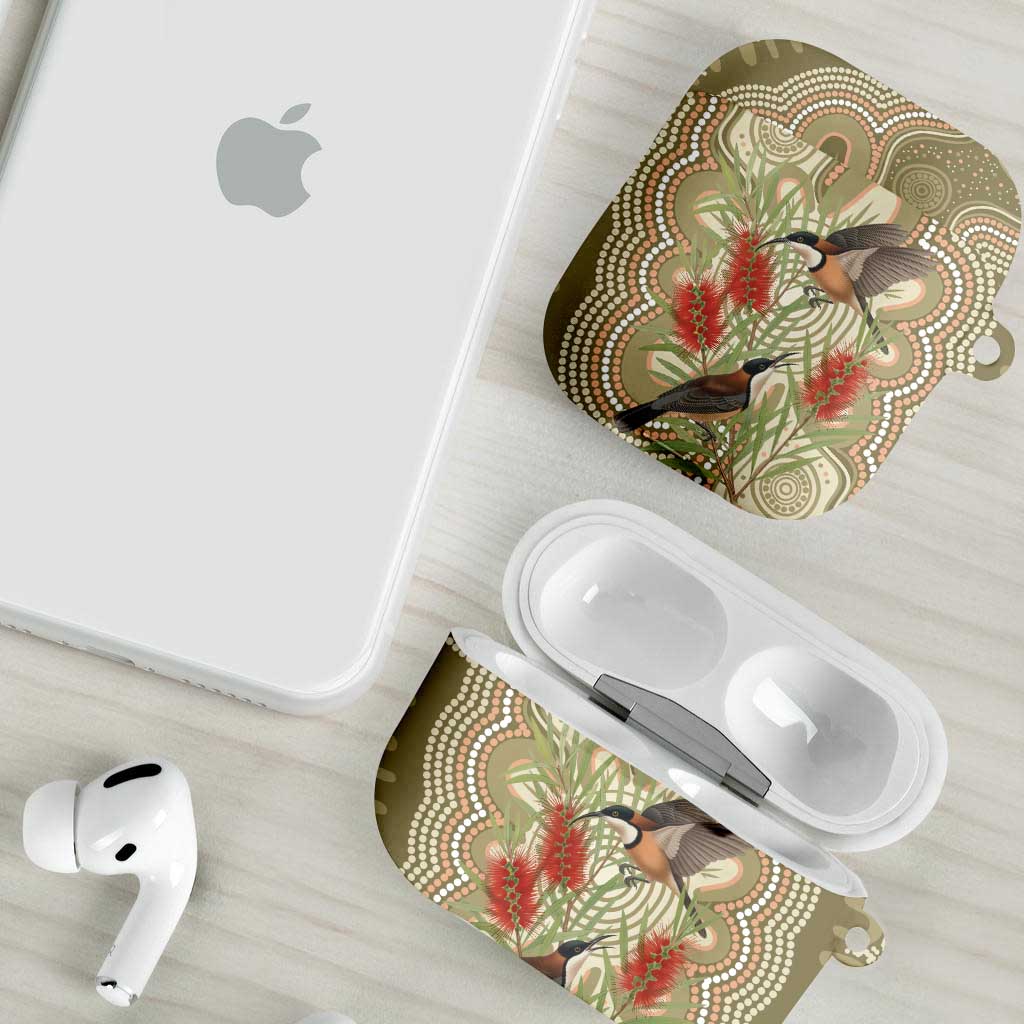 Australia Eastern Spinebill AirPods Case Aussie Honeyeater Bottlebrush Indigenous Art - Aussie Hoodie