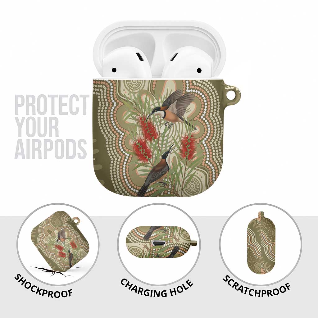 Australia Eastern Spinebill AirPods Case Aussie Honeyeater Bottlebrush Indigenous Art - Aussie Hoodie