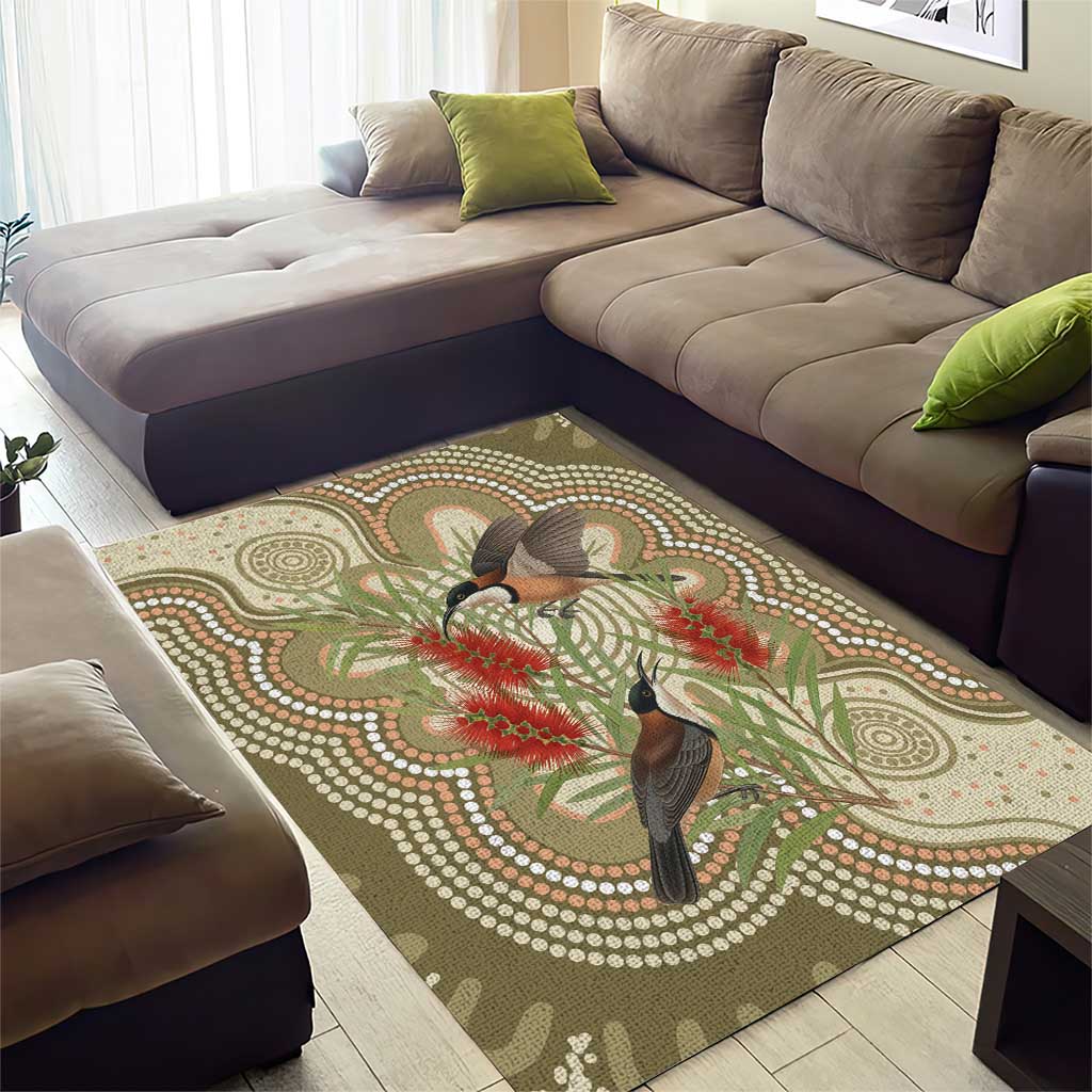 Australia Eastern Spinebill Area Rug Aussie Honeyeater Bottlebrush Indigenous Art - Aussie Hoodie