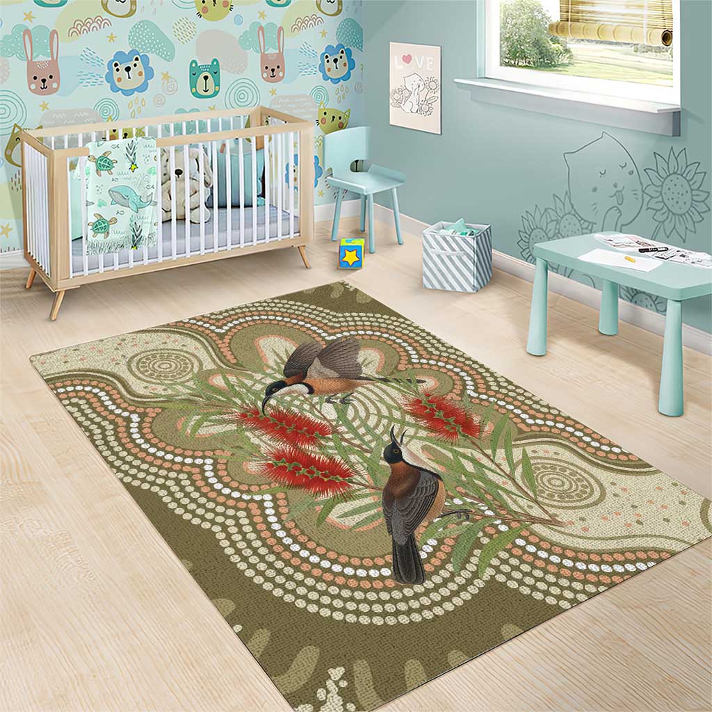 Australia Eastern Spinebill Area Rug Aussie Honeyeater Bottlebrush Indigenous Art - Aussie Hoodie