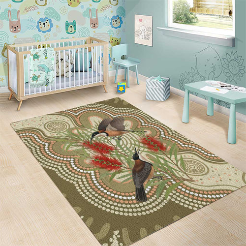 Australia Eastern Spinebill Area Rug Aussie Honeyeater Bottlebrush Indigenous Art - Aussie Hoodie