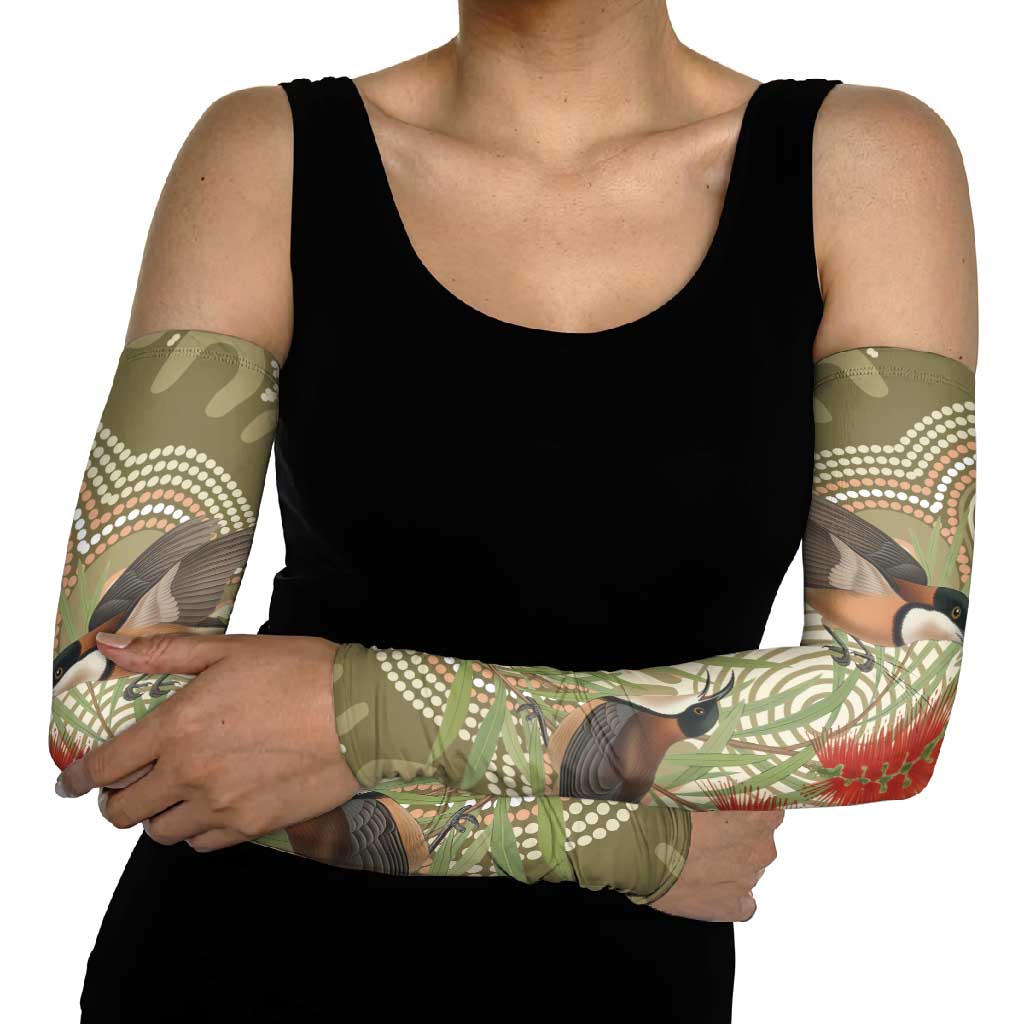 Australia Eastern Spinebill Arm Sleeves Aussie Honeyeater Bottlebrush Indigenous Art - Aussie Hoodie