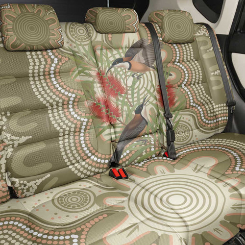 Australia Eastern Spinebill Back Car Seat Cover Aussie Honeyeater Bottlebrush Indigenous Art - Aussie Hoodie