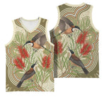 Australia Eastern Spinebill Basketball Jersey Aussie Honeyeater Bottlebrush Indigenous Art - Aussie Hoodie