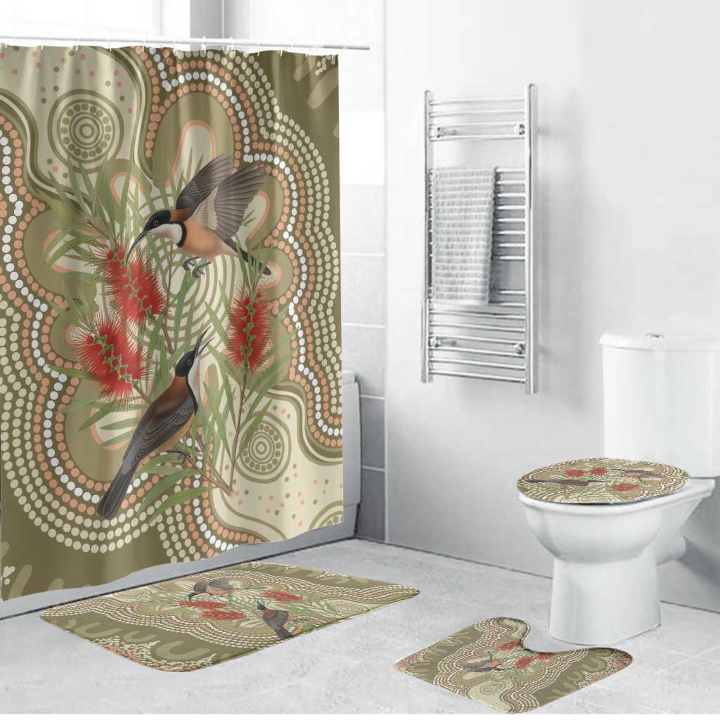 Australia Eastern Spinebill Bathroom Set Aussie Honeyeater Bottlebrush Indigenous Art - Aussie Hoodie