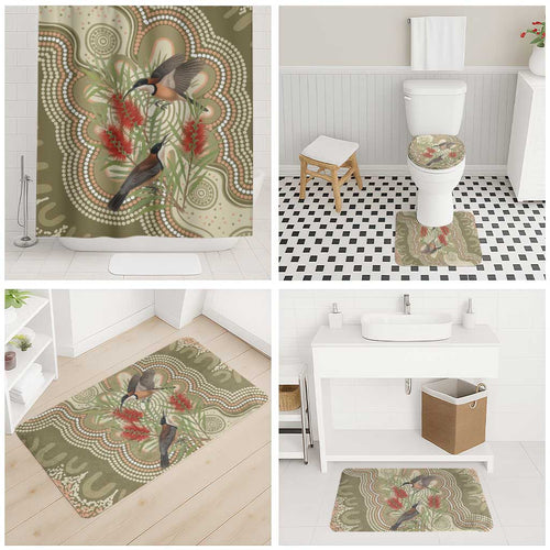 Australia Eastern Spinebill Bathroom Set Aussie Honeyeater Bottlebrush Indigenous Art - Aussie Hoodie