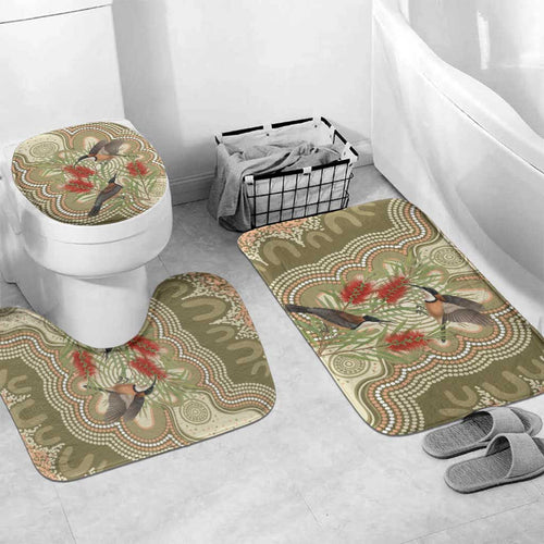 Australia Eastern Spinebill Bathroom Set Aussie Honeyeater Bottlebrush Indigenous Art - Aussie Hoodie