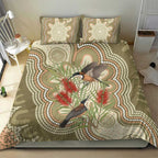 Australia Eastern Spinebill Bedding Set Aussie Honeyeater Bottlebrush Indigenous Art - Aussie Hoodie
