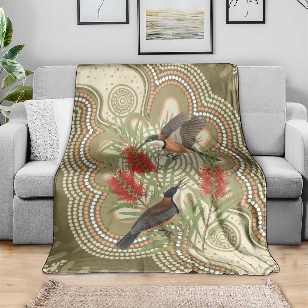 Australia Eastern Spinebill Blanket Aussie Honeyeater Bottlebrush Indigenous Art - Aussie Hoodie