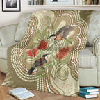 Australia Eastern Spinebill Blanket Aussie Honeyeater Bottlebrush Indigenous Art - Aussie Hoodie