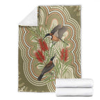 Australia Eastern Spinebill Blanket Aussie Honeyeater Bottlebrush Indigenous Art - Aussie Hoodie