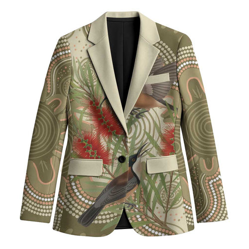 Australia Eastern Spinebill Blazer Aussie Honeyeater Bottlebrush Indigenous Art - Aussie Hoodie