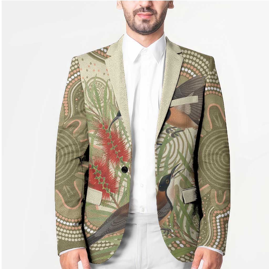 Australia Eastern Spinebill Blazer Aussie Honeyeater Bottlebrush Indigenous Art - Aussie Hoodie
