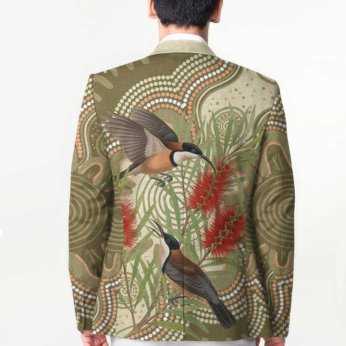 Australia Eastern Spinebill Blazer Aussie Honeyeater Bottlebrush Indigenous Art - Aussie Hoodie