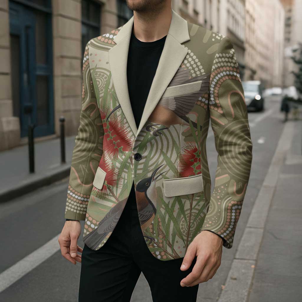 Australia Eastern Spinebill Blazer Aussie Honeyeater Bottlebrush Indigenous Art - Aussie Hoodie