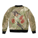 Australia Eastern Spinebill Bomber Jacket Aussie Honeyeater Bottlebrush Indigenous Art - Aussie Hoodie