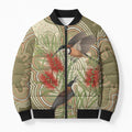 Australia Eastern Spinebill Bomber Puffer Jacket Aussie Honeyeater Bottlebrush Indigenous Art - Aussie Hoodie
