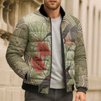 Australia Eastern Spinebill Bomber Puffer Jacket Aussie Honeyeater Bottlebrush Indigenous Art - Aussie Hoodie