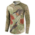 Australia Eastern Spinebill Button Sweatshirt Aussie Honeyeater Bottlebrush Indigenous Art - Aussie Hoodie