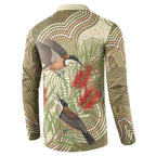 Australia Eastern Spinebill Button Sweatshirt Aussie Honeyeater Bottlebrush Indigenous Art - Aussie Hoodie