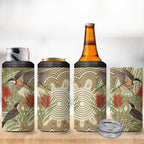 Australia Eastern Spinebill 4 in 1 Can Cooler Tumbler Aussie Honeyeater Bottlebrush Indigenous Art - Aussie Hoodie