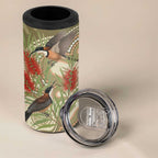 Australia Eastern Spinebill 4 in 1 Can Cooler Tumbler Aussie Honeyeater Bottlebrush Indigenous Art - Aussie Hoodie