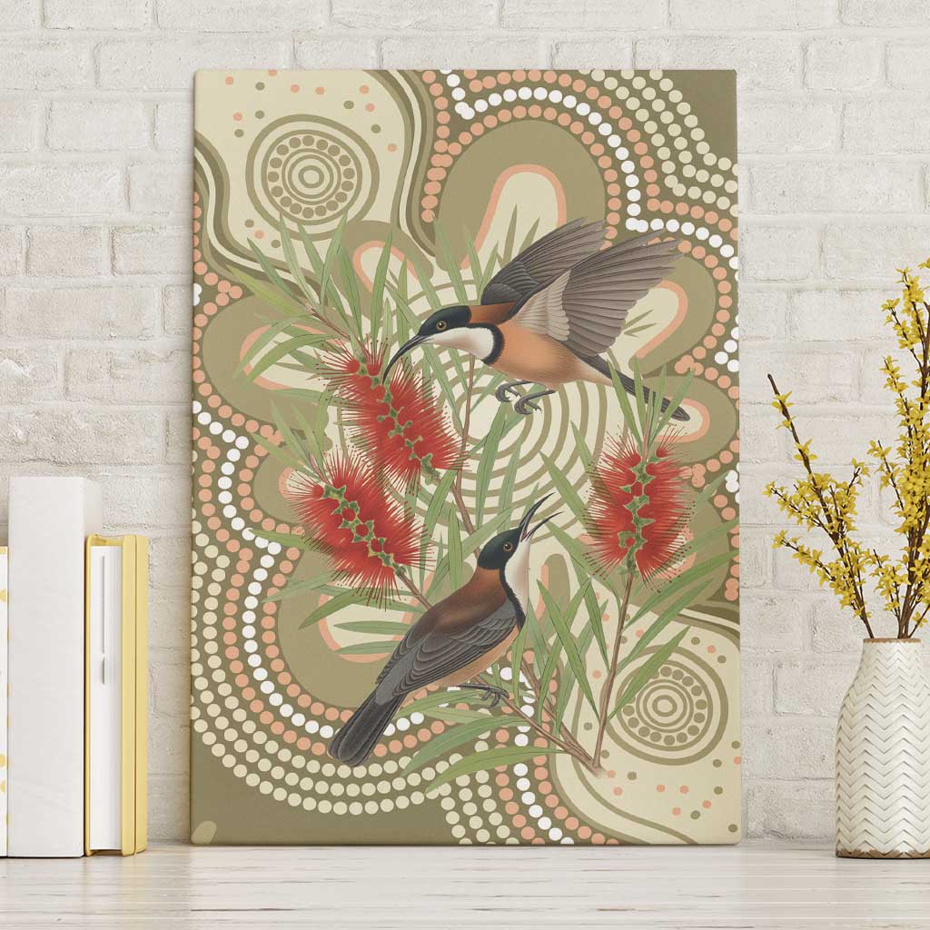 Australia Eastern Spinebill Canvas Wall Art Aussie Honeyeater Bottlebrush Indigenous Art - Aussie Hoodie