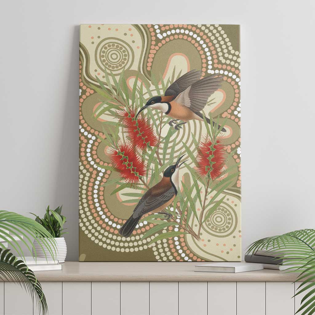 Australia Eastern Spinebill Canvas Wall Art Aussie Honeyeater Bottlebrush Indigenous Art - Aussie Hoodie