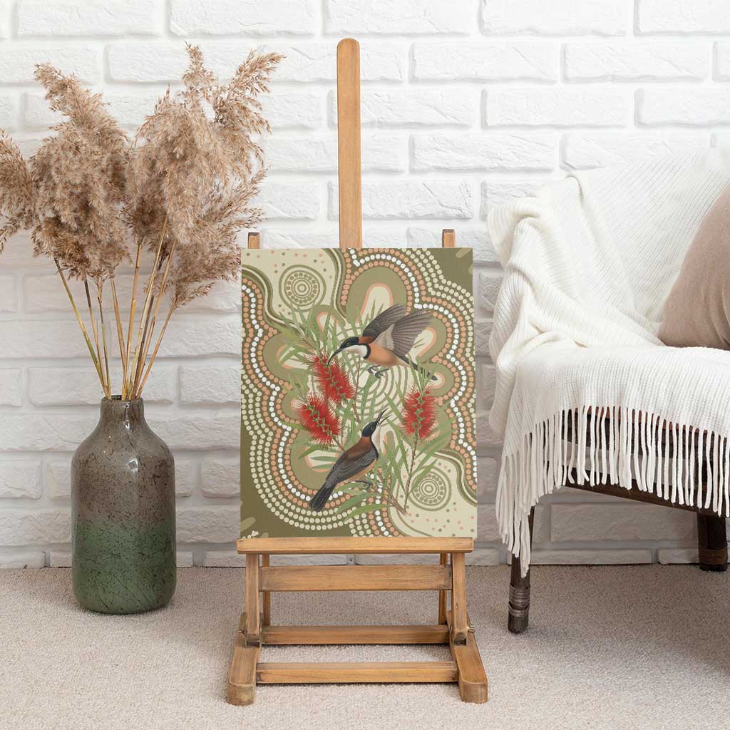 Australia Eastern Spinebill Canvas Wall Art Aussie Honeyeater Bottlebrush Indigenous Art - Aussie Hoodie