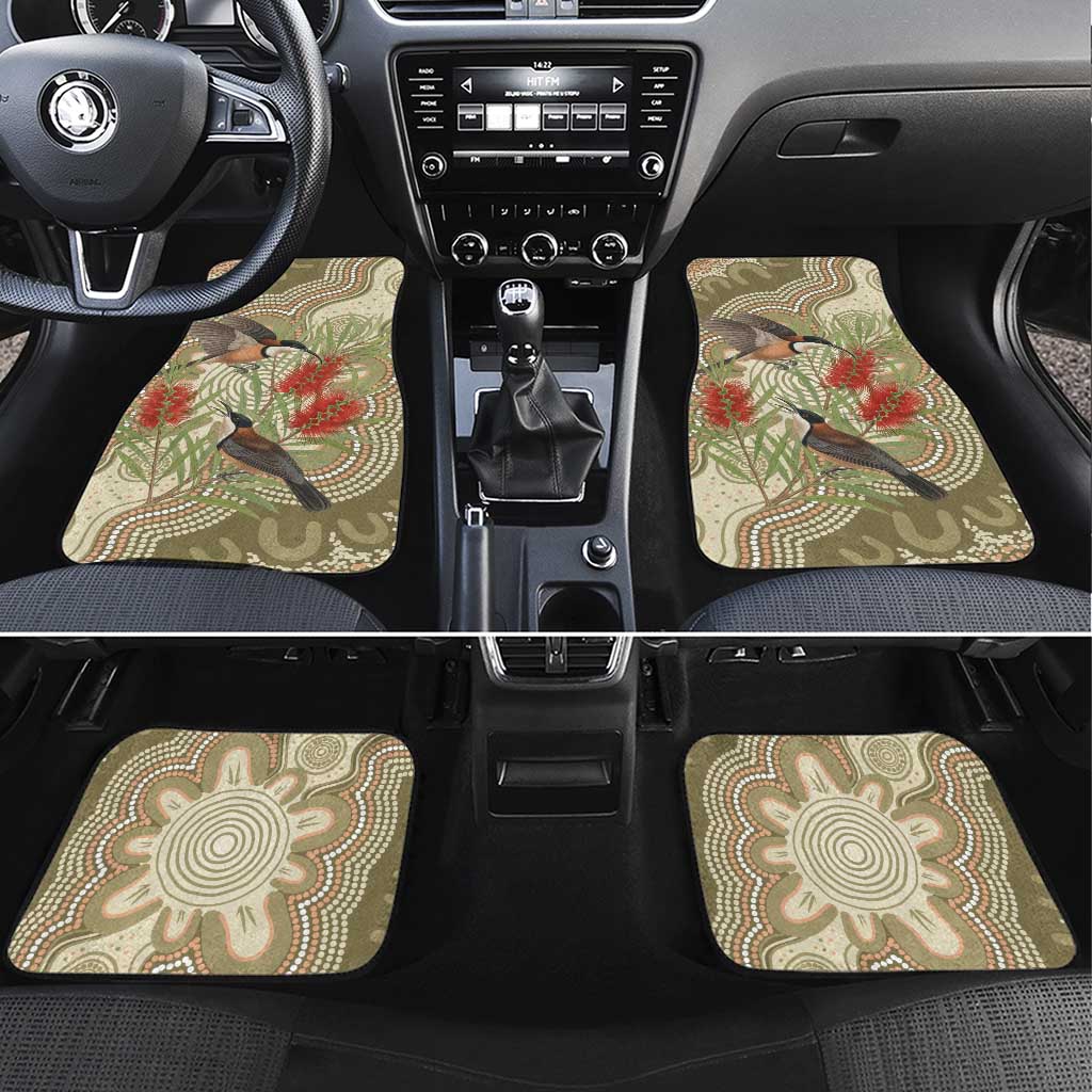 Australia Eastern Spinebill Car Mats Aussie Honeyeater Bottlebrush Indigenous Art - Aussie Hoodie