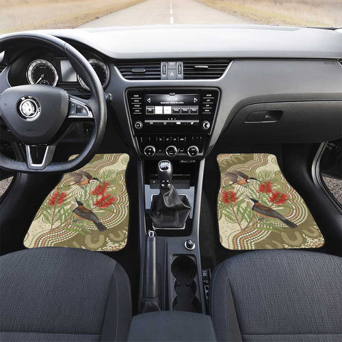 Australia Eastern Spinebill Car Mats Aussie Honeyeater Bottlebrush Indigenous Art - Aussie Hoodie