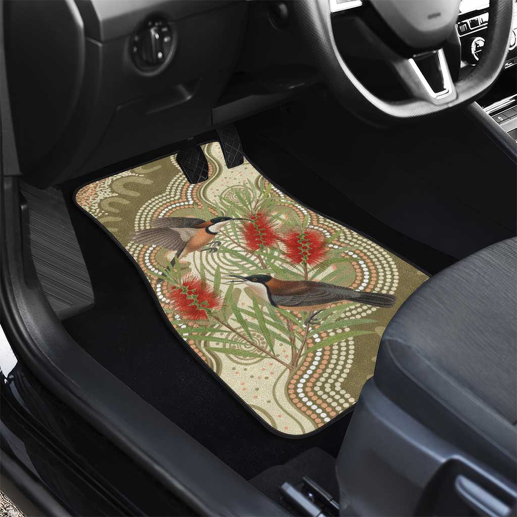 Australia Eastern Spinebill Car Mats Aussie Honeyeater Bottlebrush Indigenous Art - Aussie Hoodie