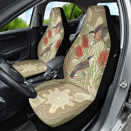 Australia Eastern Spinebill Car Seat Cover Aussie Honeyeater Bottlebrush Indigenous Art - Aussie Hoodie