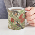 Australia Eastern Spinebill Ceramic Mug Aussie Honeyeater Bottlebrush Indigenous Art - Aussie Hoodie
