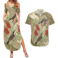 Australia Eastern Spinebill Couples Matching Summer Maxi Dress and Hawaiian Shirt Aussie Honeyeater Bottlebrush Indigenous Art - Aussie Hoodie