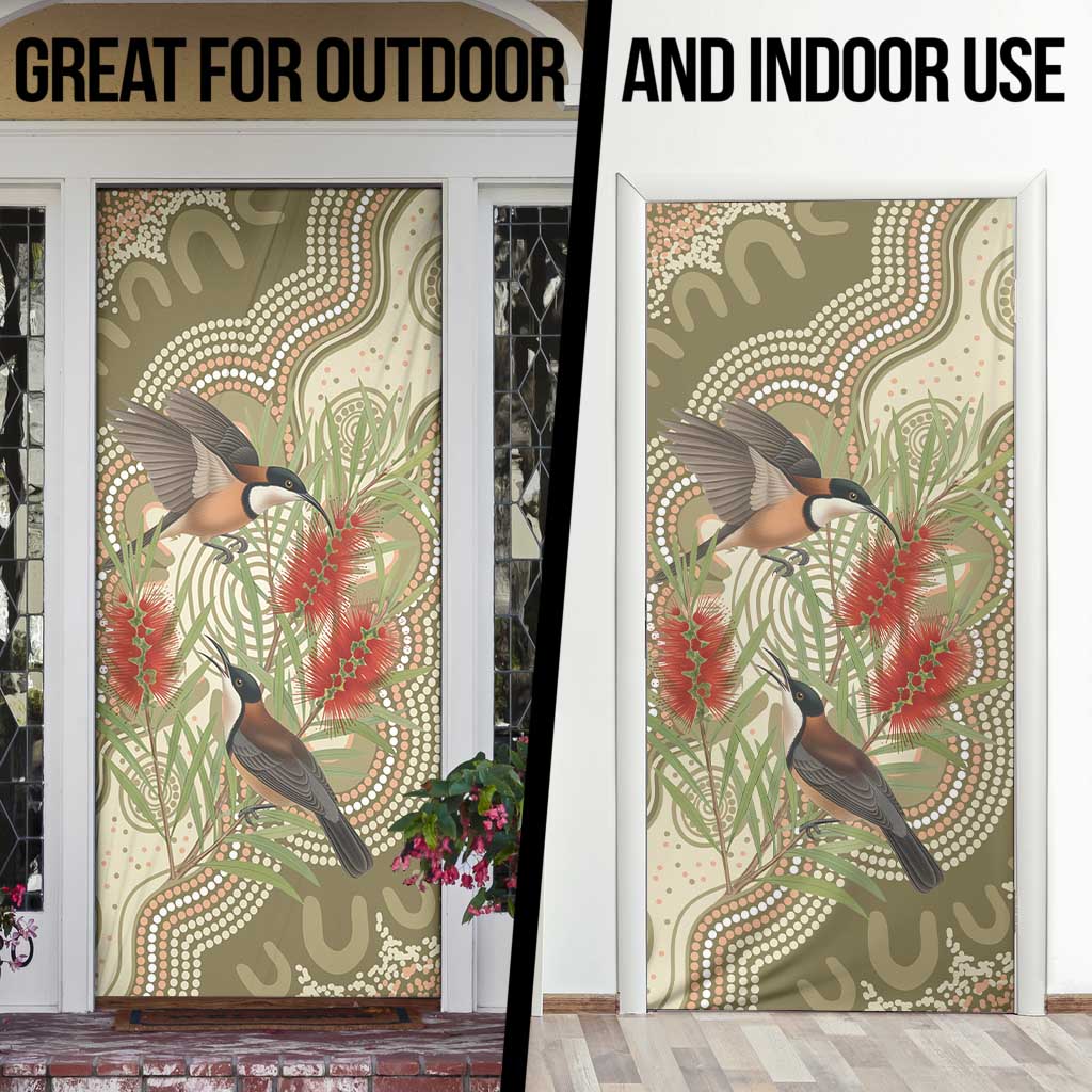 Australia Eastern Spinebill Door Cover Aussie Honeyeater Bottlebrush Indigenous Art - Aussie Hoodie