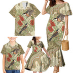 Australia Eastern Spinebill Family Matching Mermaid Dress and Hawaiian Shirt Aussie Honeyeater Bottlebrush Indigenous Art - Aussie Hoodie