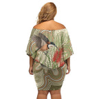 Australia Eastern Spinebill Family Matching Off Shoulder Short Dress and Hawaiian Shirt Aussie Honeyeater Bottlebrush Indigenous Art - Aussie Hoodie