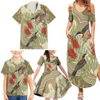 Australia Eastern Spinebill Family Matching Summer Maxi Dress and Hawaiian Shirt Aussie Honeyeater Bottlebrush Indigenous Art - Aussie Hoodie
