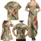 Australia Eastern Spinebill Family Matching Summer Maxi Dress and Hawaiian Shirt Aussie Honeyeater Bottlebrush Indigenous Art - Aussie Hoodie
