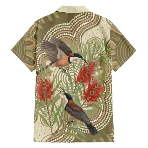 Australia Eastern Spinebill Family Matching Summer Maxi Dress and Hawaiian Shirt Aussie Honeyeater Bottlebrush Indigenous Art - Aussie Hoodie