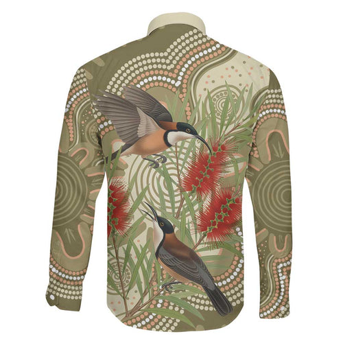Australia Eastern Spinebill Family Matching Tank Maxi Dress and Hawaiian Shirt Aussie Honeyeater Bottlebrush Indigenous Art - Aussie Hoodie
