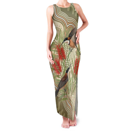 Australia Eastern Spinebill Family Matching Tank Maxi Dress and Hawaiian Shirt Aussie Honeyeater Bottlebrush Indigenous Art - Aussie Hoodie