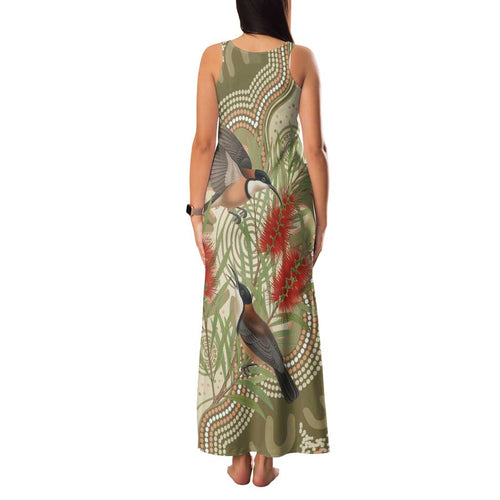 Australia Eastern Spinebill Family Matching Tank Maxi Dress and Hawaiian Shirt Aussie Honeyeater Bottlebrush Indigenous Art - Aussie Hoodie