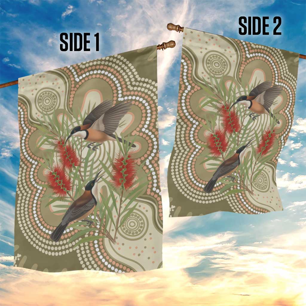 Australia Eastern Spinebill Garden Flag Aussie Honeyeater Bottlebrush Indigenous Art - Aussie Hoodie
