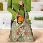 Australia Eastern Spinebill Grocery Bag Aussie Honeyeater Bottlebrush Indigenous Art - Aussie Hoodie
