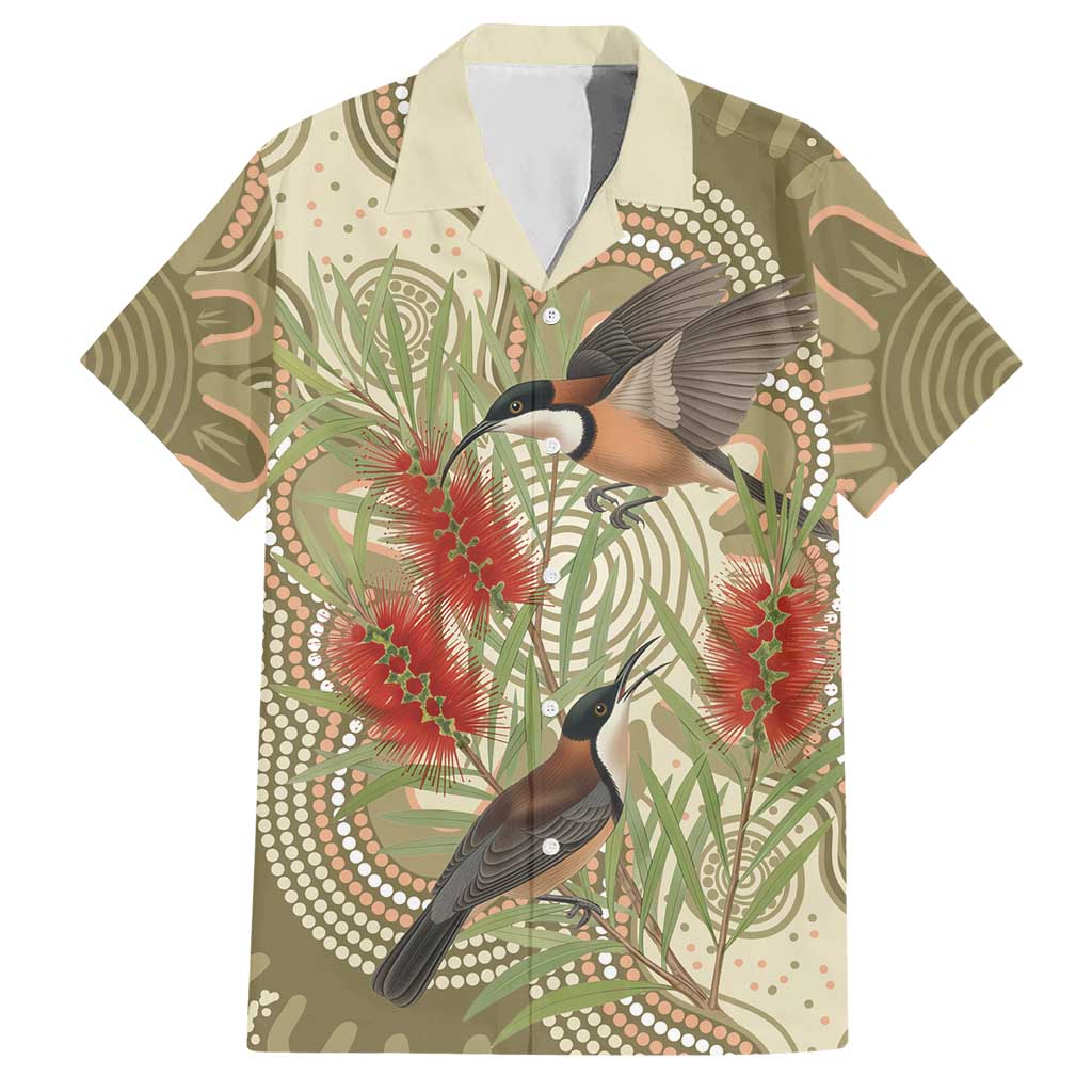 Australia Eastern Spinebill Hawaiian Shirt Aussie Honeyeater Bottlebrush Indigenous Art - Aussie Hoodie