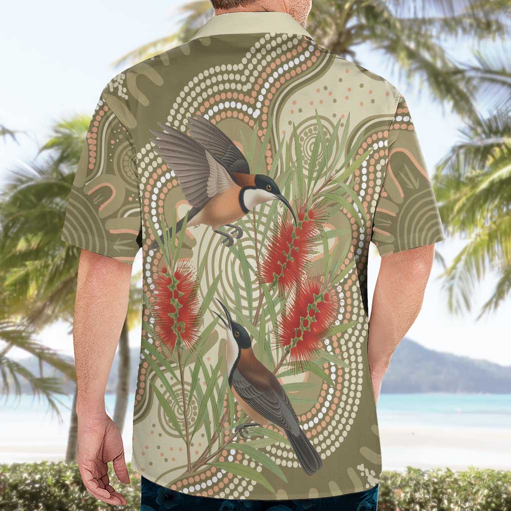 Australia Eastern Spinebill Hawaiian Shirt Aussie Honeyeater Bottlebrush Indigenous Art - Aussie Hoodie
