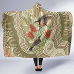 Australia Eastern Spinebill Hooded Blanket Aussie Honeyeater Bottlebrush Indigenous Art - Aussie Hoodie
